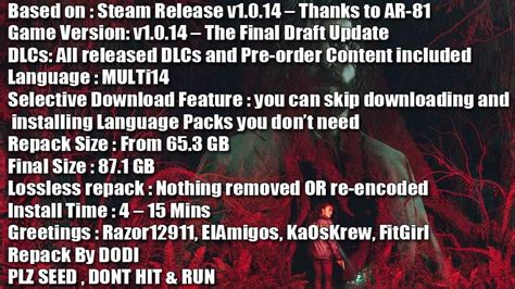 Alan Wake 2 (v1.0.14 – The Final Draft Update + All DLCs.